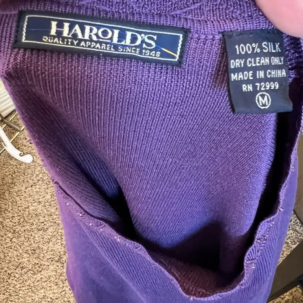 Vintage Harold's Silk Sweater‎ Purple Size M - Image 5