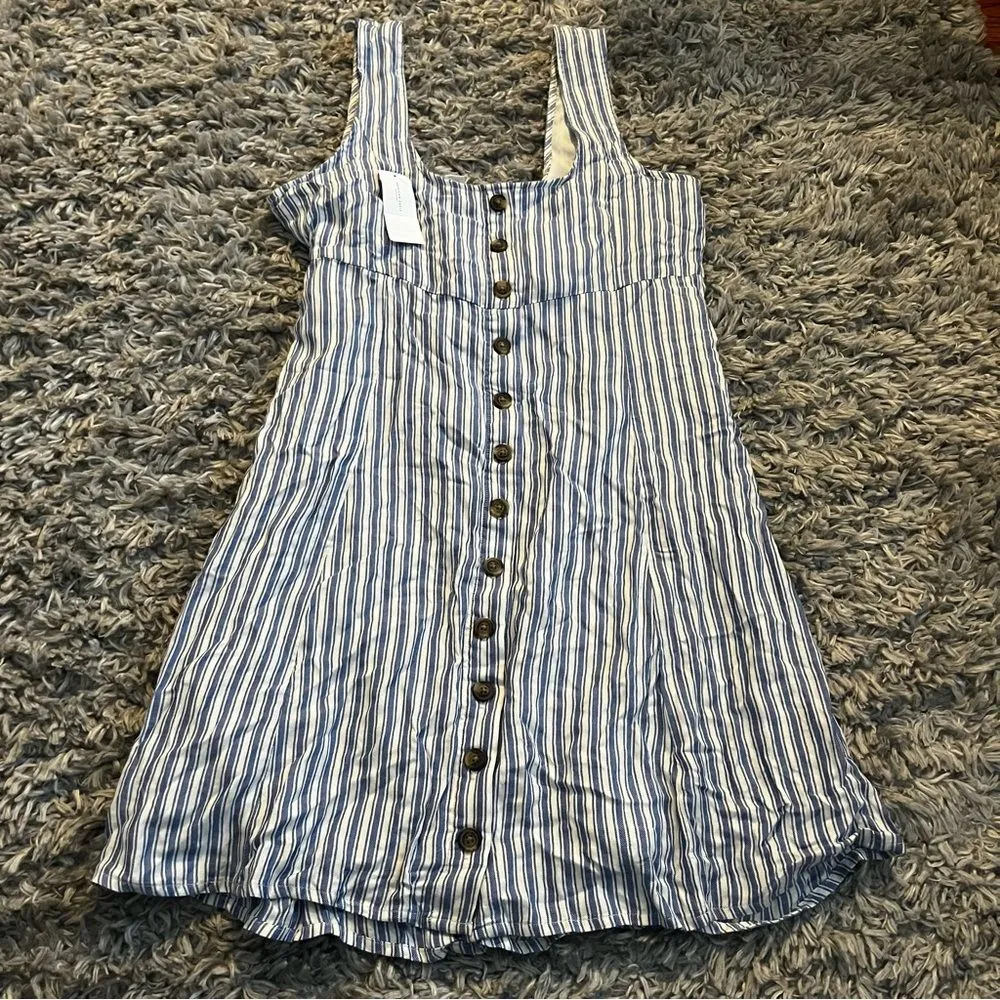 American Eagle Outfitters Women's Blue and White Dress size small - Image 2
