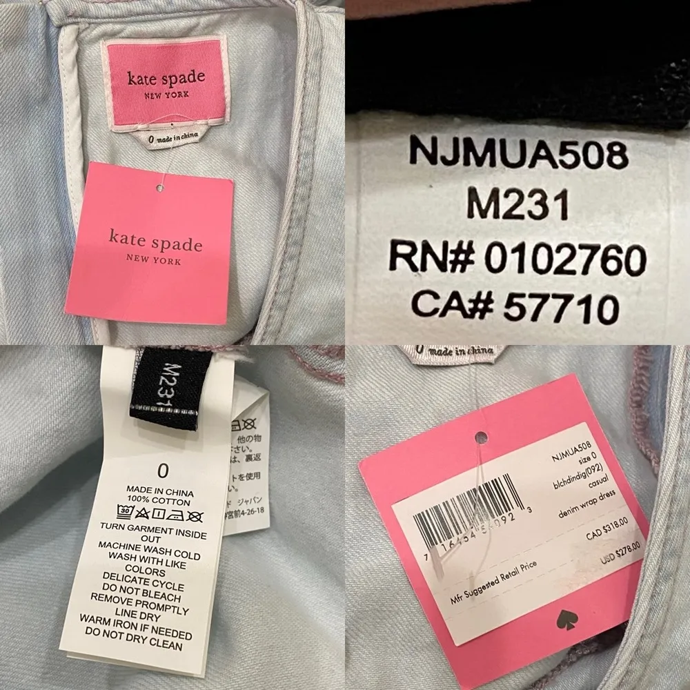 NJMUA508 Denim Wrap Dress Size 0 Bleached Indigo Midi Dress NWT - Image 13