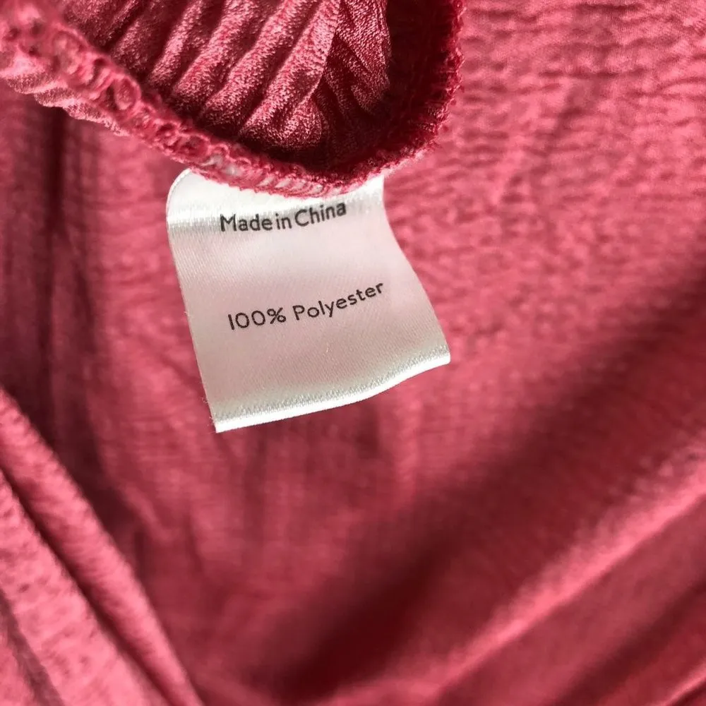 Leota Womens Midi Dress Crinkled Jersey Smocked Mock Neck and Waist Pink 3X - Image 6