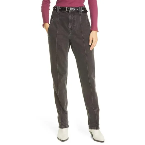 Isabel Marant Tijackom Washed Black Front-Seam Straight Leg Jeans Size 42 NWT - Image 4