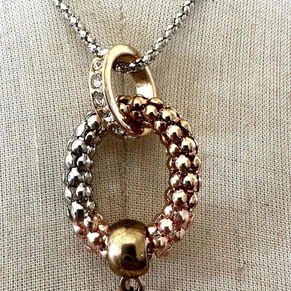 Silver/ gold tone rhinestone heart pendant necklace Silver - Image 5