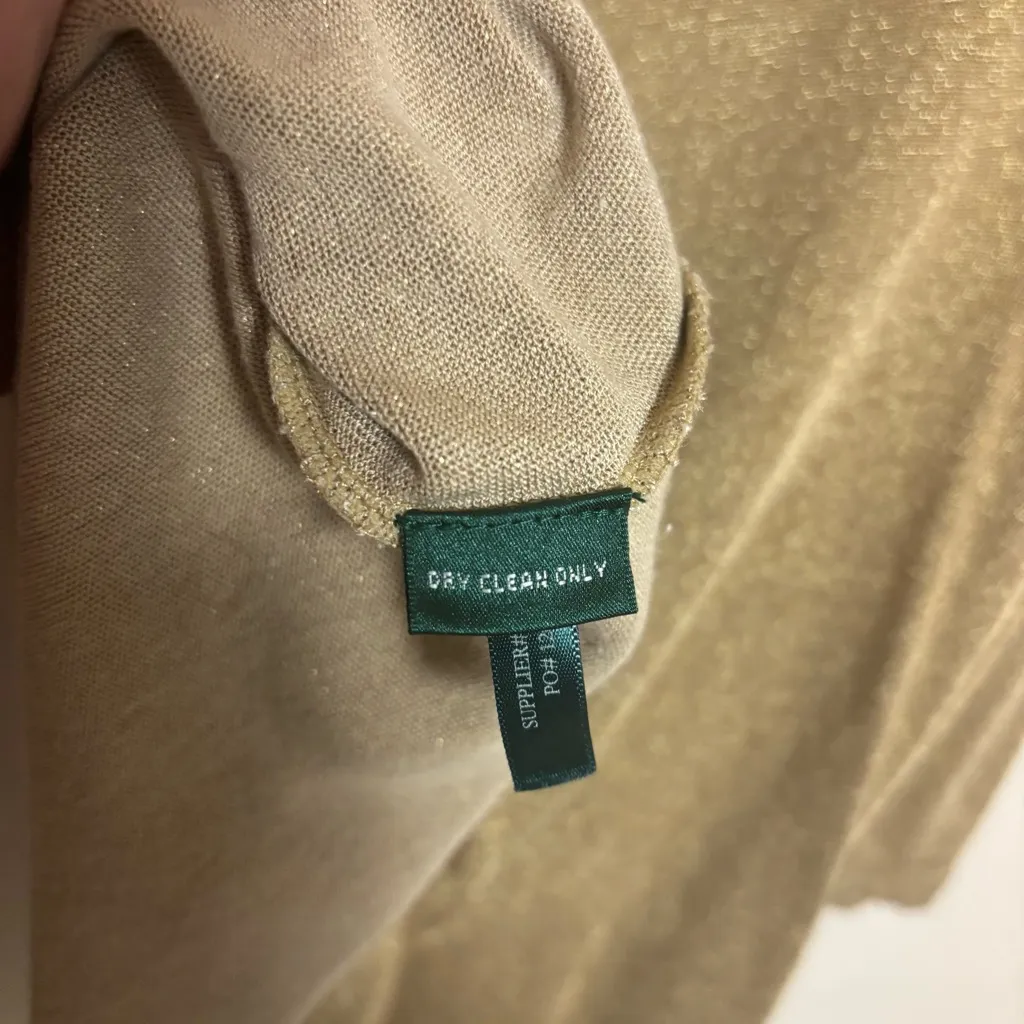 Lauren Ralph Lauren Womens Shirt Top Rayon Metallic Knit Boatneck Gold Size 2X‎ - Image 4