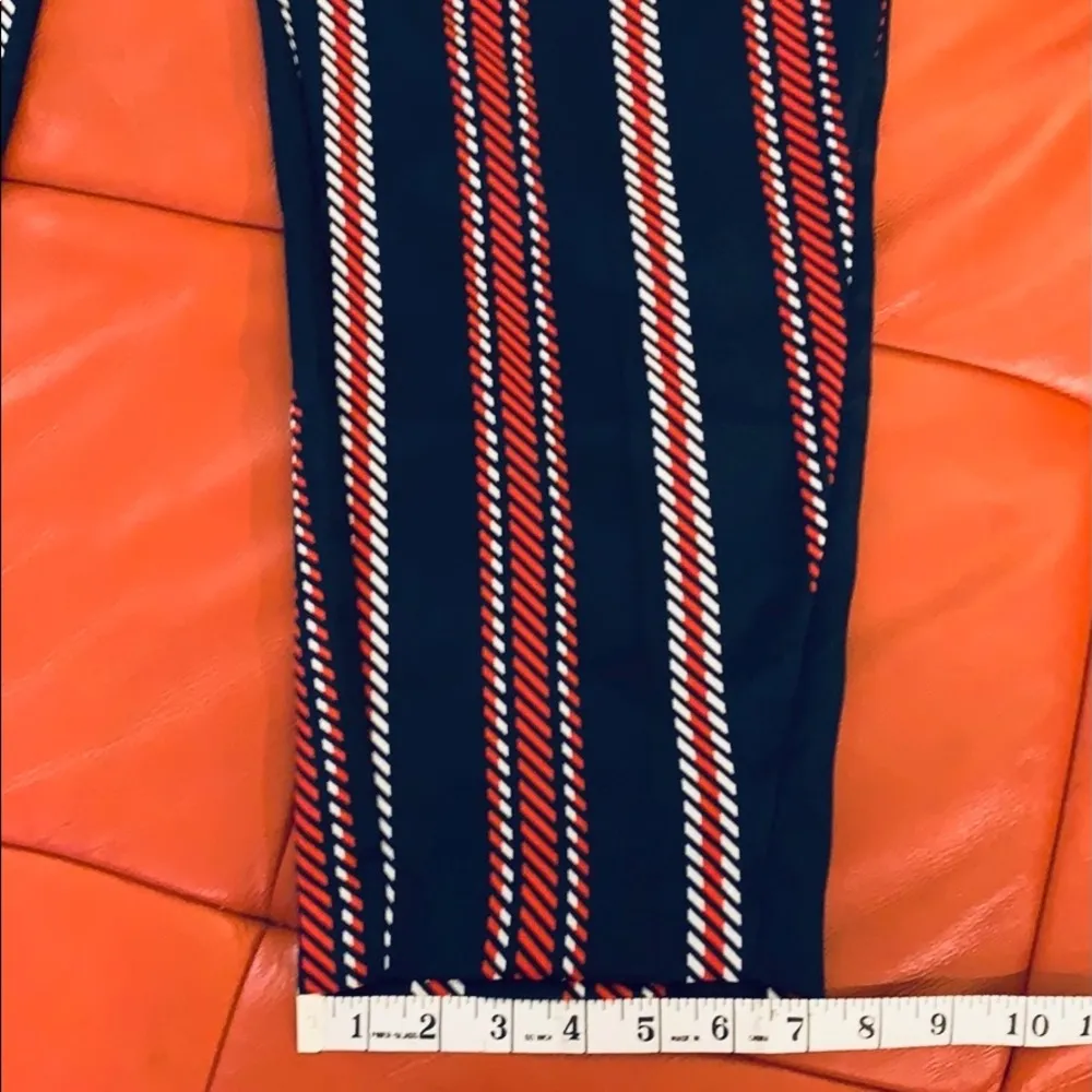 Zara Basic navy/red/white striped pleated pants. - Image 8