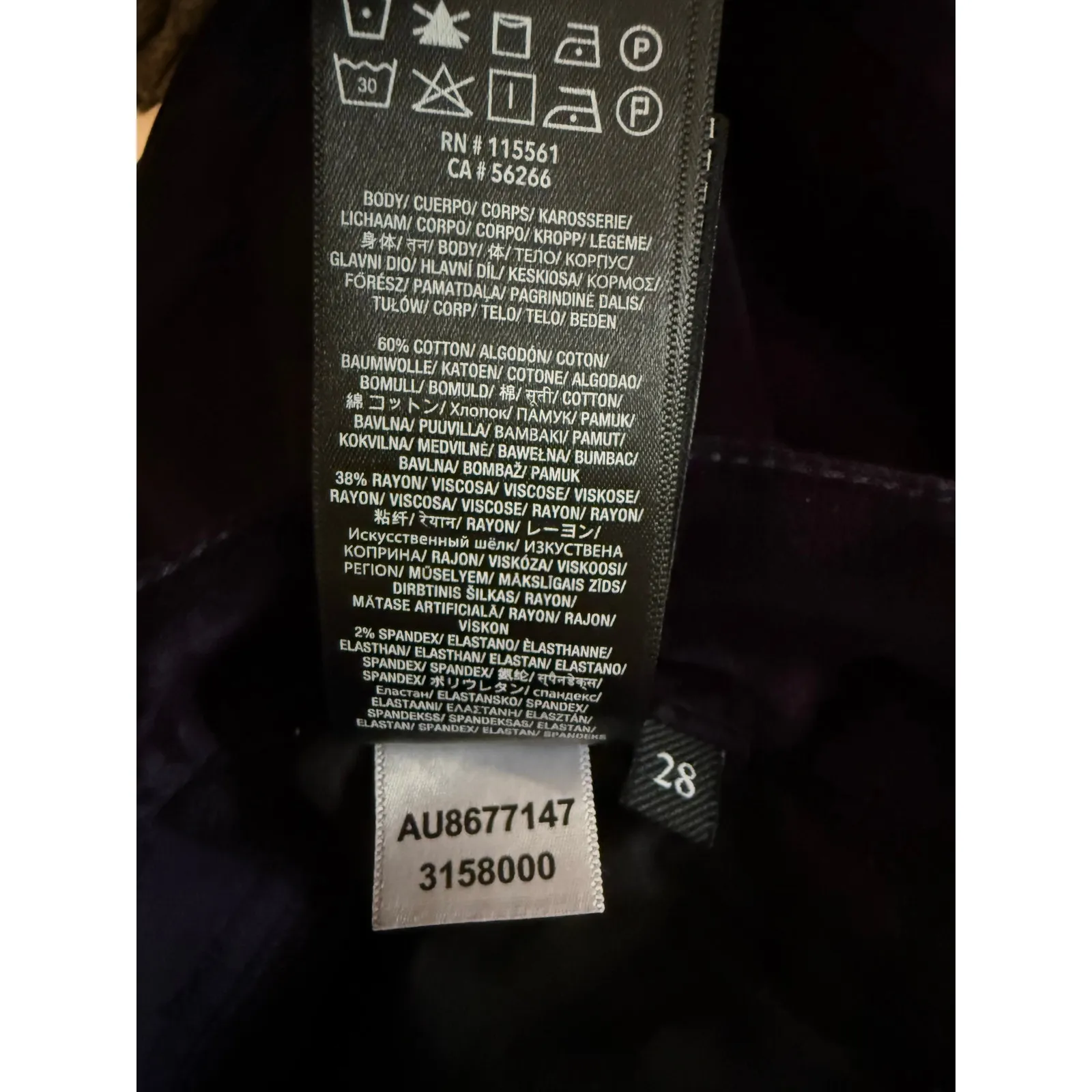 7 For All Mankind High Waist Velvet Ankle Skinny Pants Womens Sz 28 Royal Purple - Image 7