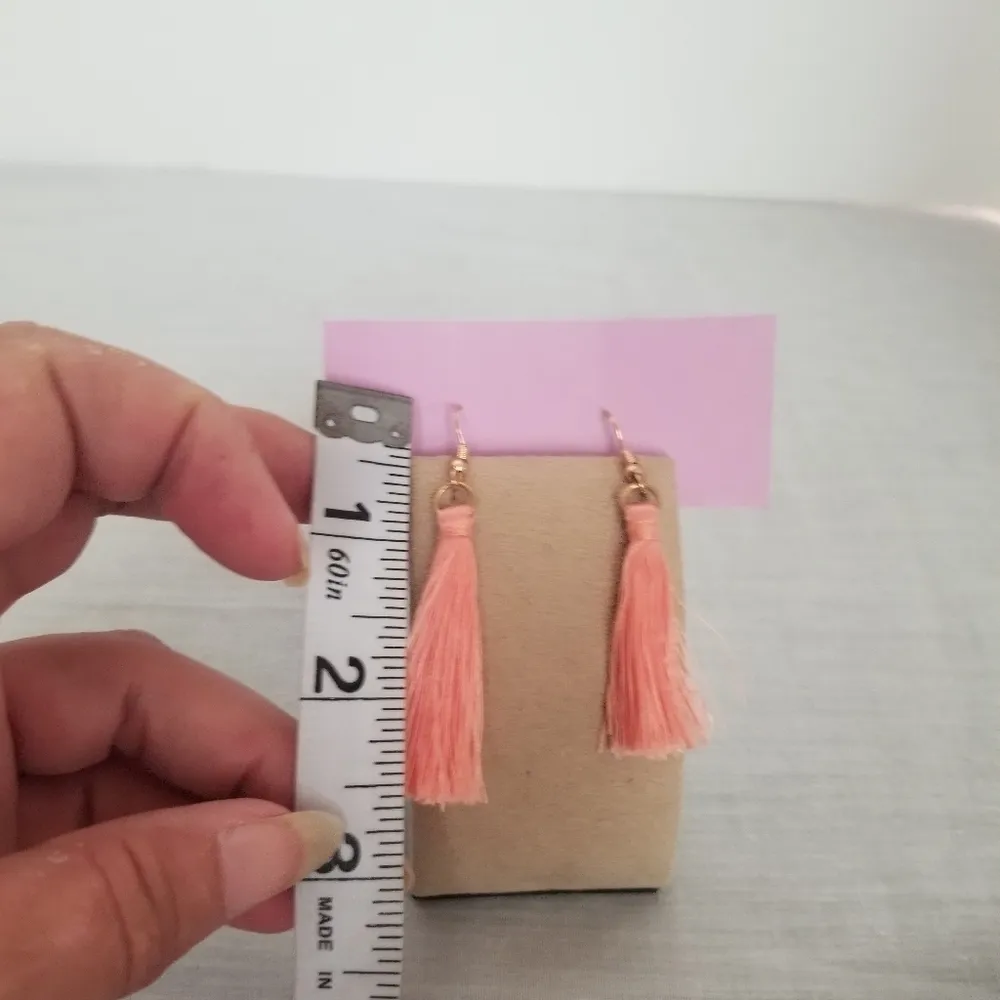 Coral tassle Boho earrings Pink - Image 3