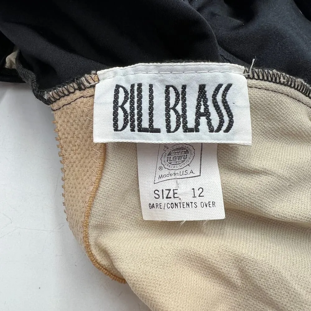 90s Vintage Bill Blass One Piece Swim Deadstock Black Classic Swimsuit Size 12 - Image 3