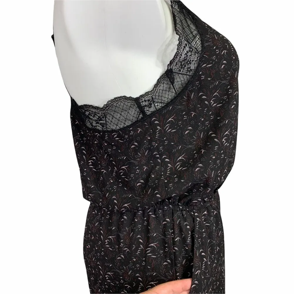 1 State Womens Jumpsuit Pants Lace Trimmed Floral Spaghetti Strap Black Red XL - Image 8