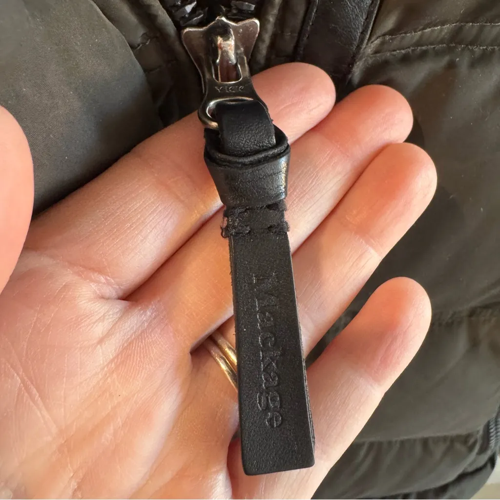 Mackage Lamb Leather & Down Hooded Puffer Jacket Small - Image 5