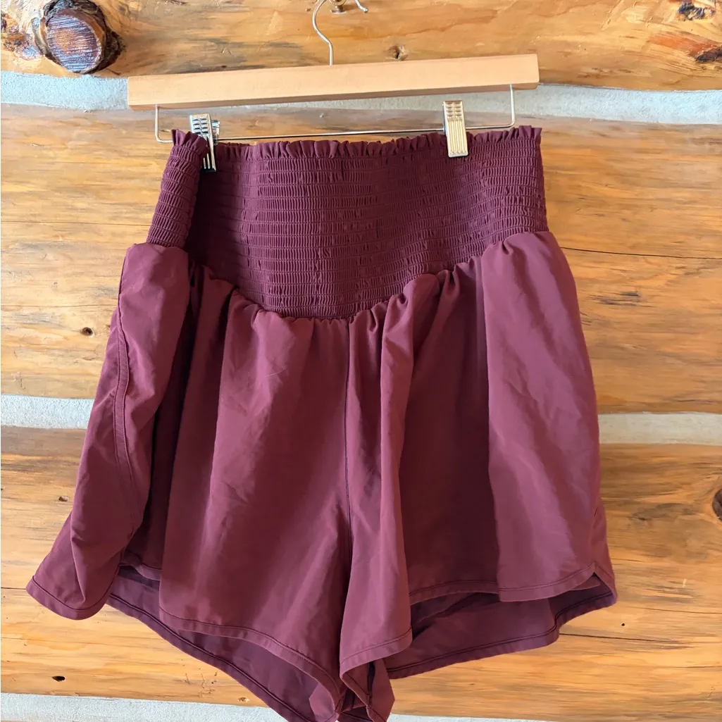 Aerie Women's OFFLINE Real Me Smocked Running Shorts in Royal Berry size XXL - Image 3