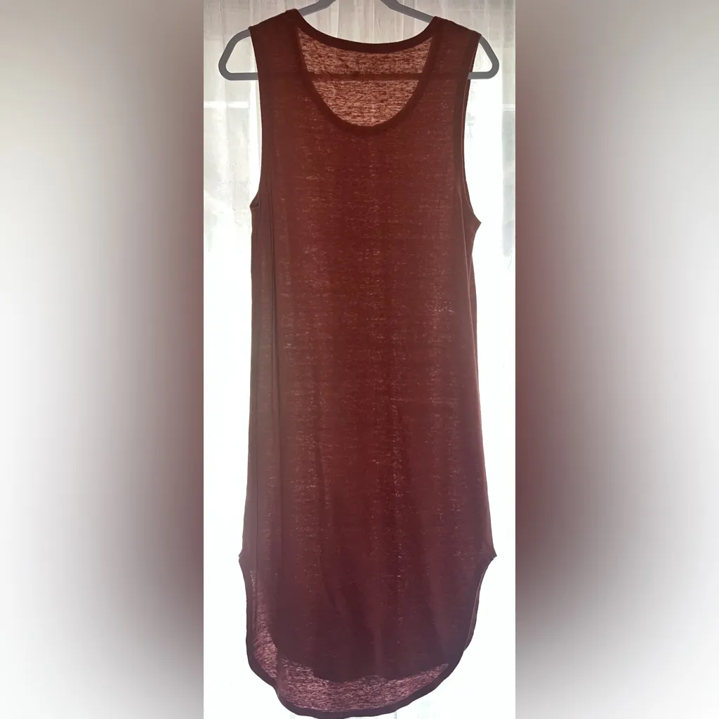 Aerie Linen Blend Sleeveless Midi Dress  In Burnt Orange Size Small EUC - Image 5