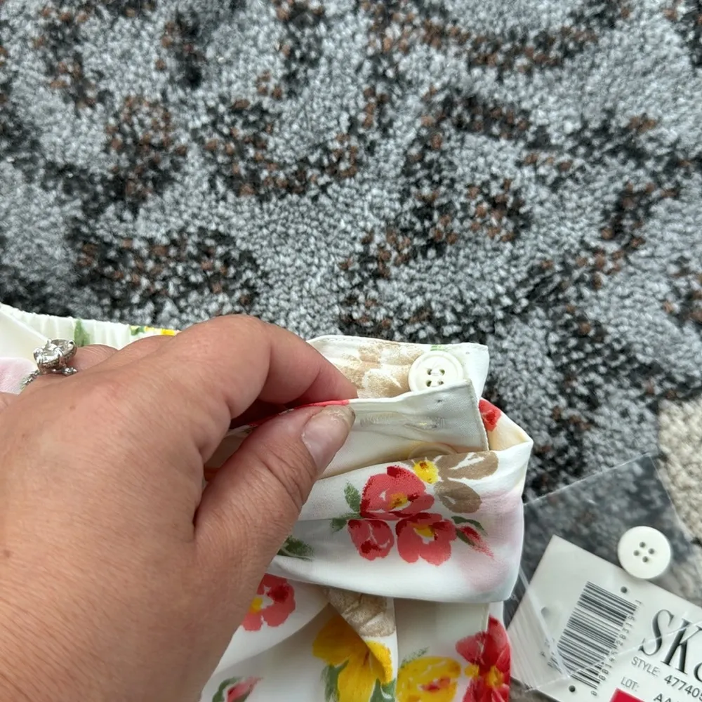 Vintage SK & Company Floral A Line Skirt White 12 - Image 4