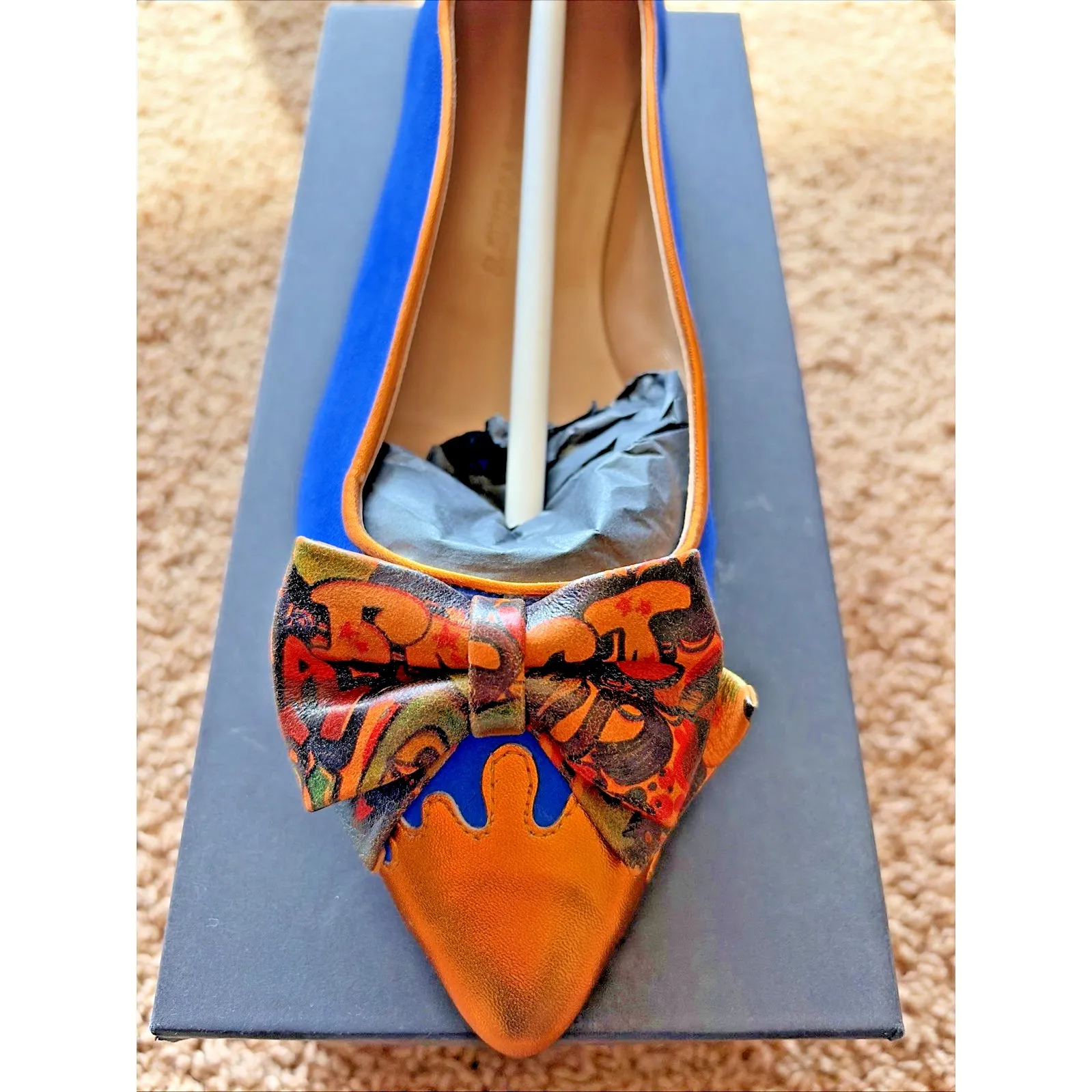 Dream Walkers SANDRA Wearable Art Suede Pointed Flat Shoes EU 41 Handmade NEW Blue Size 10 - Image 2