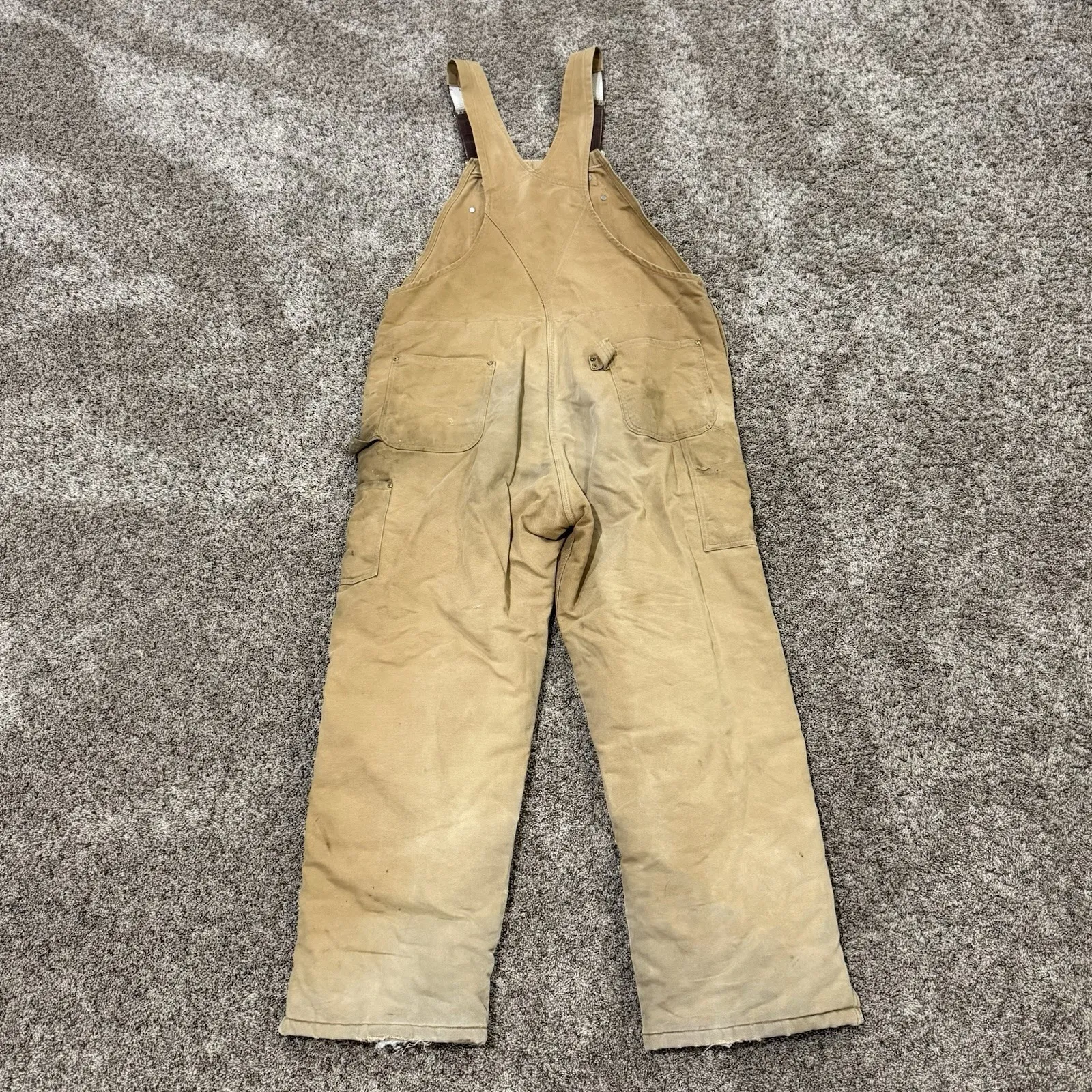 Vintage Carhartt Insulated Duck Double Knee Bib Overalls 42 X 32 Workwear - Image 7