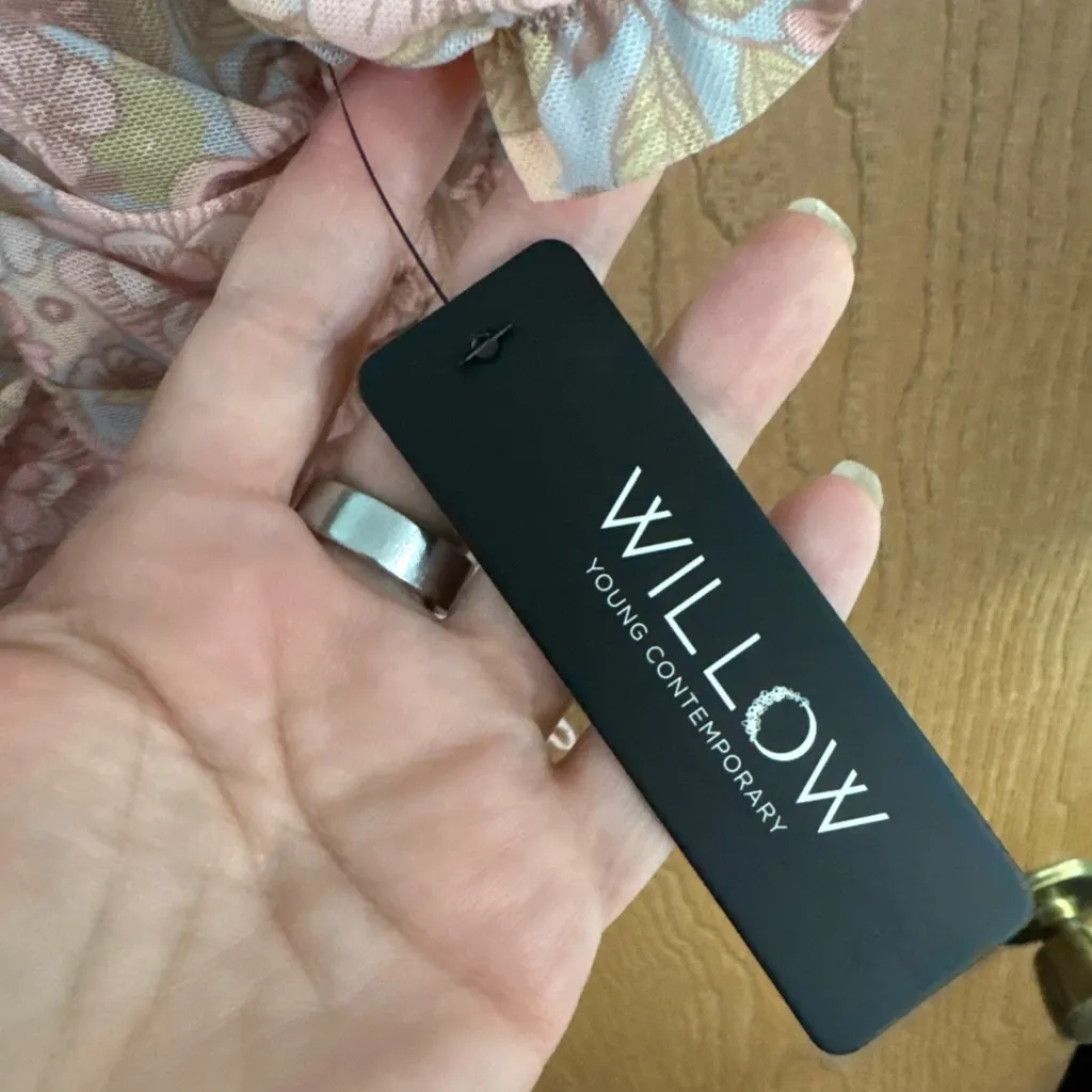 Willow Floral Crop Top w/ Short Puff Sleeves Ruffled Sweetheart Neckline NWT Md Pink Size M - Image 3