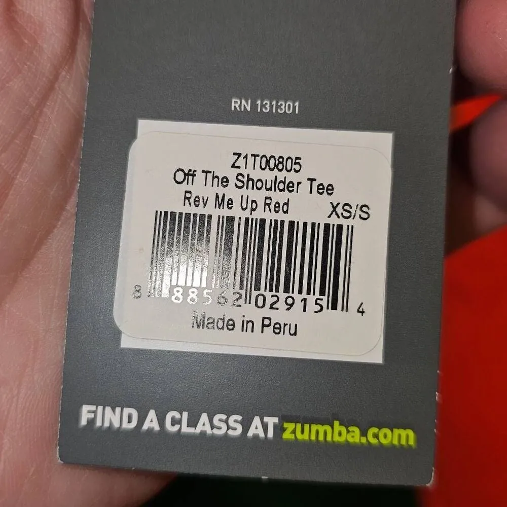 NWT Zumba Womens Rev Me Up Red Off The Shoulder Tee XS Spicy * Signed Beto Perez - Image 4