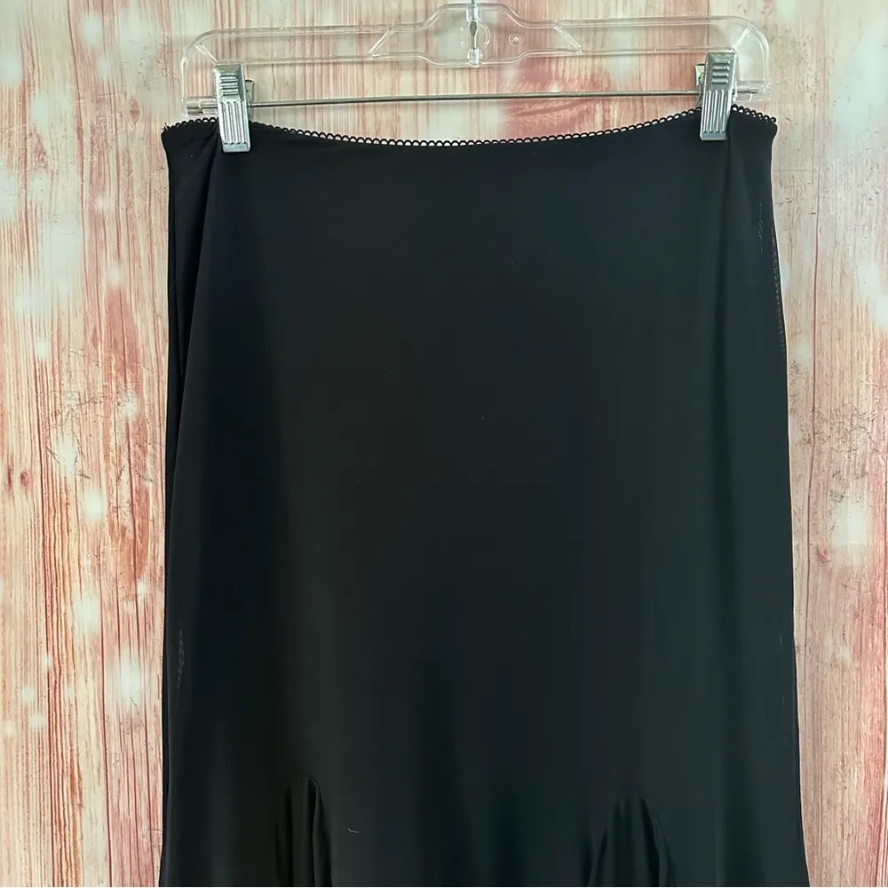 Cider  Black Mesh Mid Rise Ruffle Maxi Skirt - Image 8