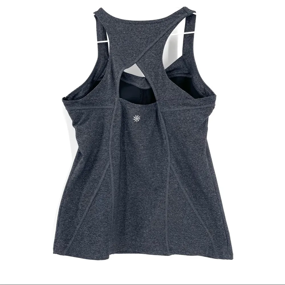 Athleta Gray Racerback Cross Strap Built In Bra Tank Top - Image 7
