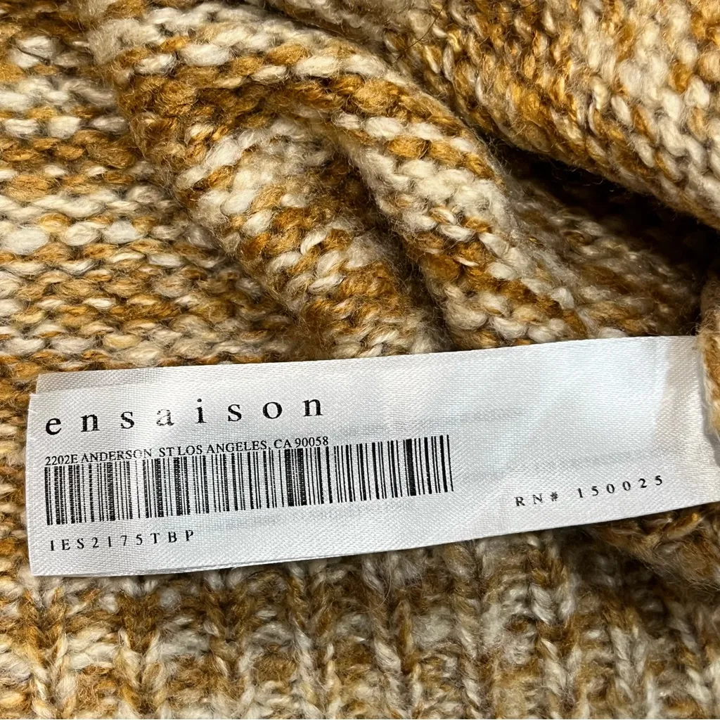 En Saison Puff Long Sleeve Gold Yellow Space Dye Cardigan Sweater size Medium - Image 12