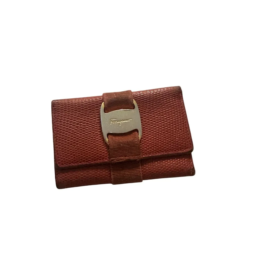 FERRAGAMO Vintage Orange Leather Logo Key Holder Case - Image 2