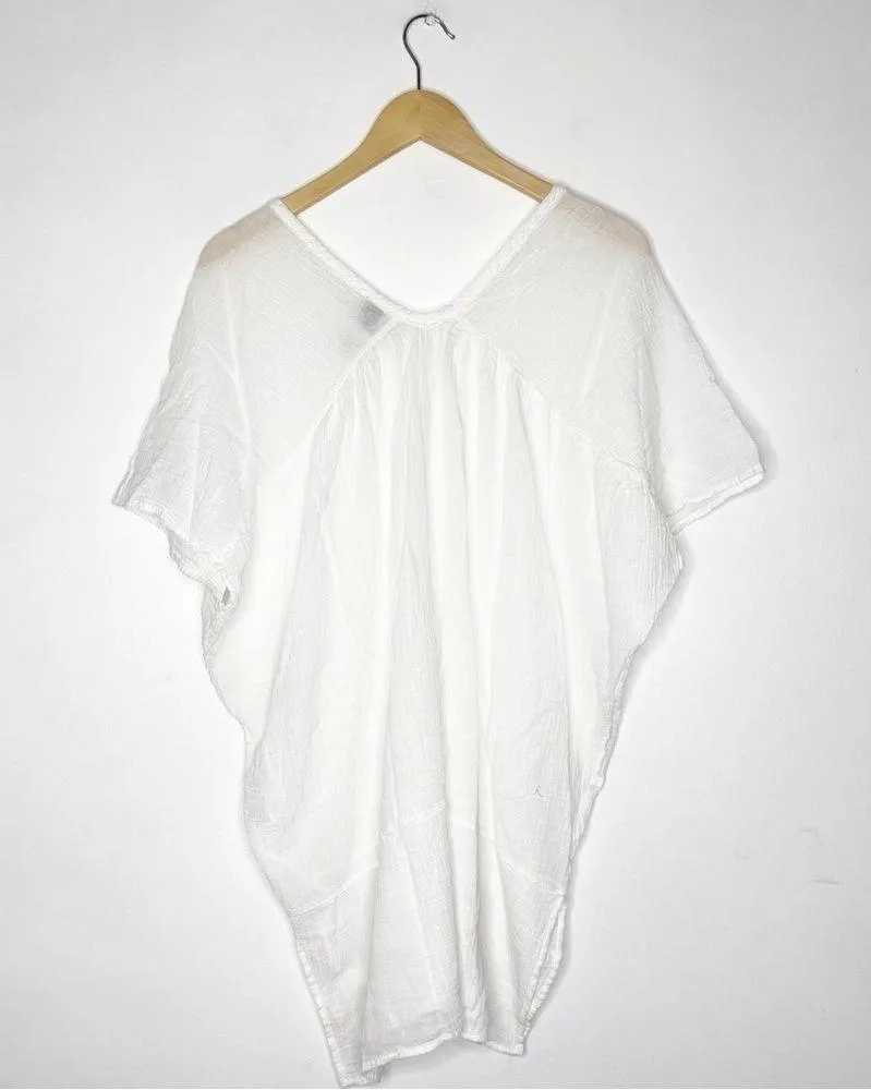 Bobi Revolve White Short Sleeve Cotton Blouse Tunic Size Small - Image 4