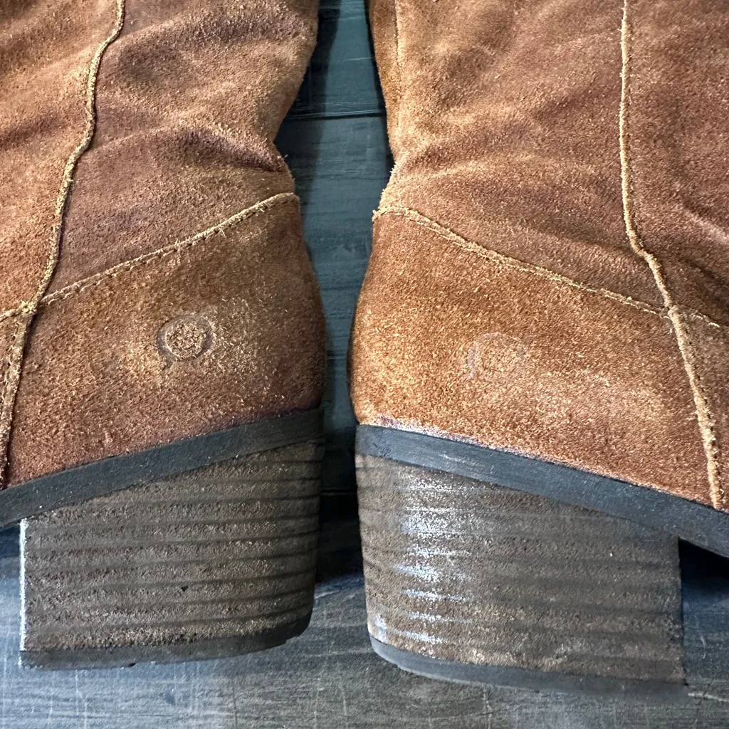 Born Basil Brown Suede Boots Women's Sz 9.5‎ Buckled Knee High Leather - Image 3