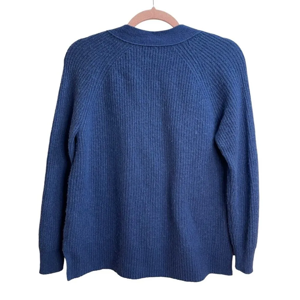 Madewell Lyle Ribbed Henley Blue Sweater - Image 3