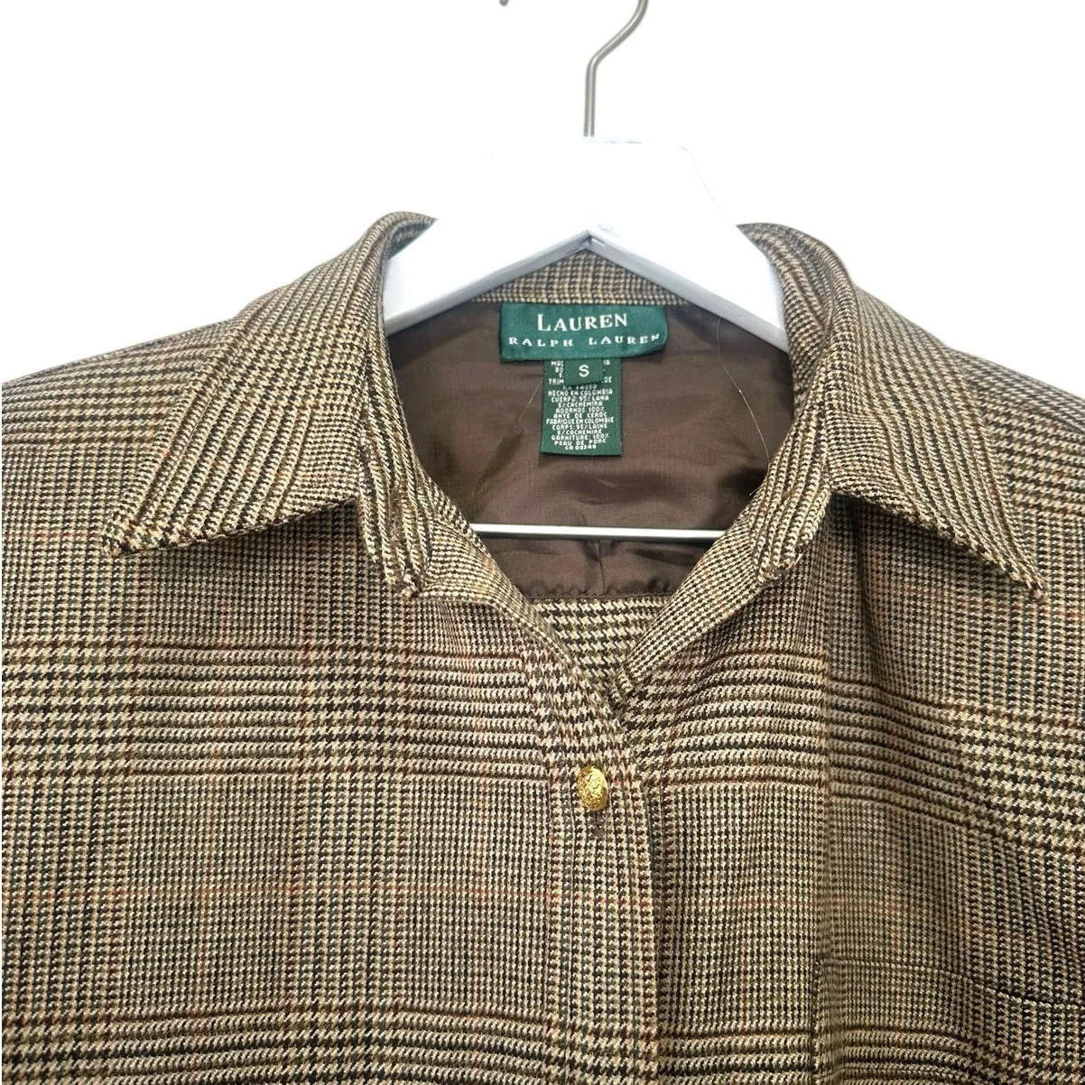 Lauren Ralph Lauren Plaid Wool Blend Shirt Jacket Size Small - Image 7