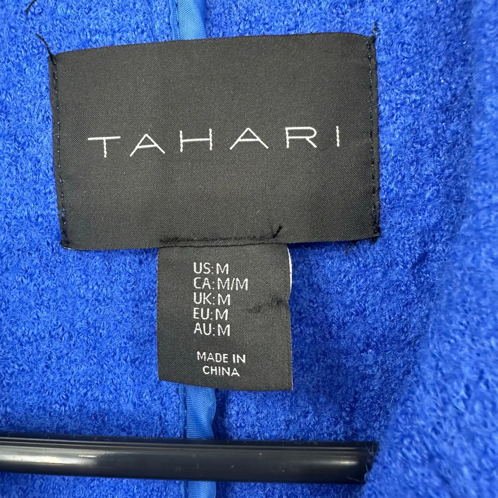 Tahari Size Medium‎ Zip Up Jacket Moto Style Blue Zipper Sleeve Wool Viscose - Image 3