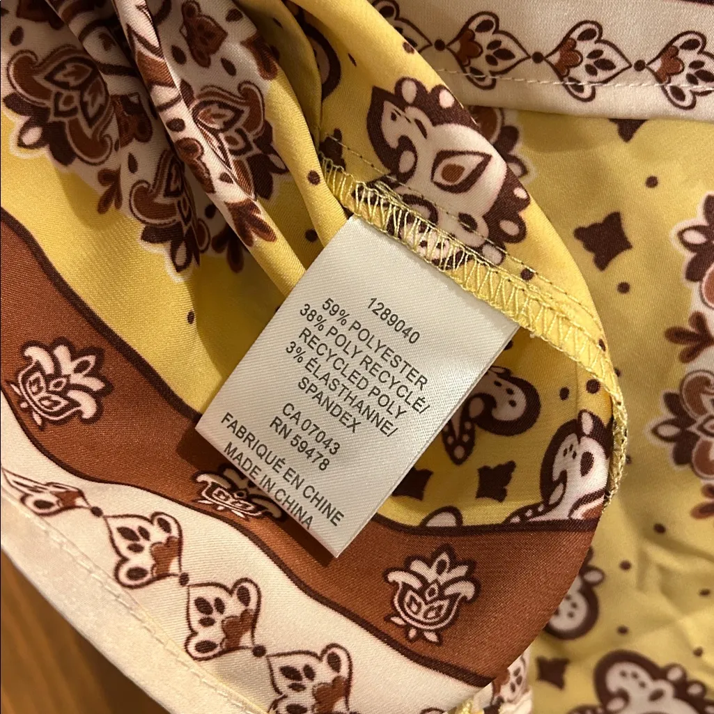 Rachel Zoe Yellow & Brown Paisley Crop Tank, Medium - Image 6