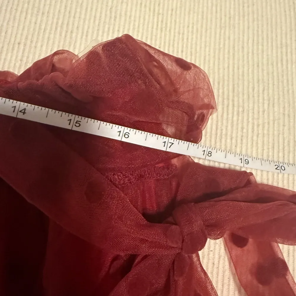 Red Ruffled Tie Front Tank Top Medium - Image 7