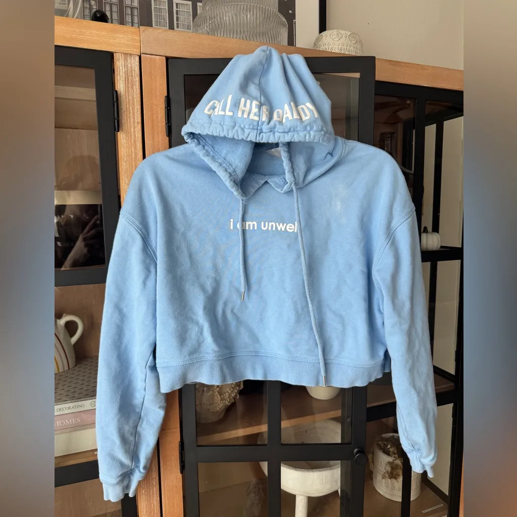 Unwell CALL HER DADDY Hoodie Barstool merch original cropped light periwinkle - Image 6
