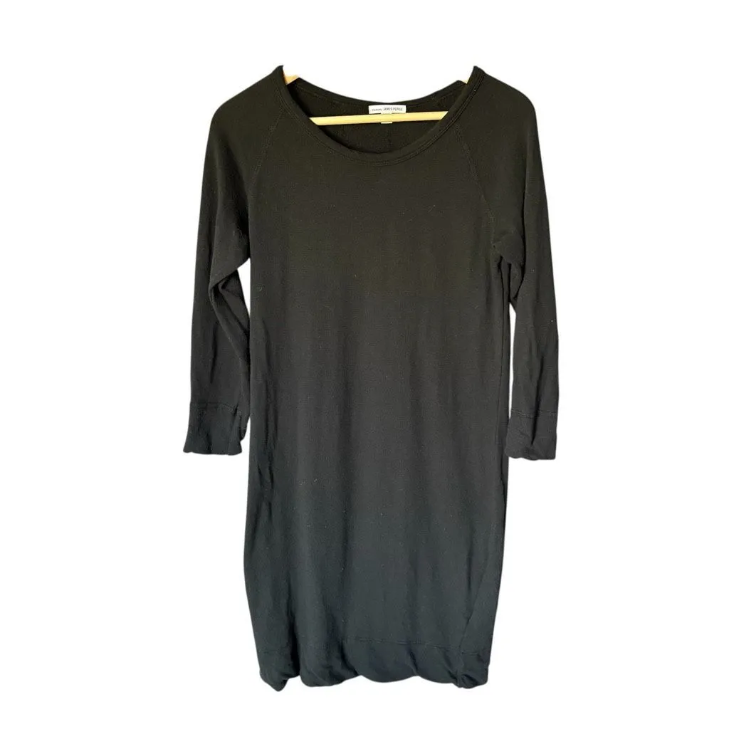 James Perse Black Sweatshirt Midi Dress size 2/M Capsule Wardrobe Minimalist - Image 2