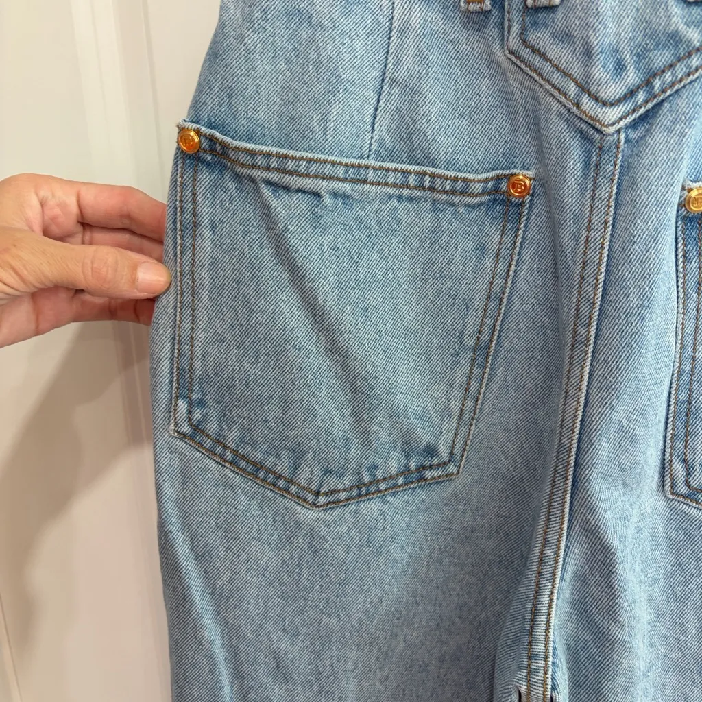 High-Waisted Blue Jeans Balmain PaperBag - Image 4