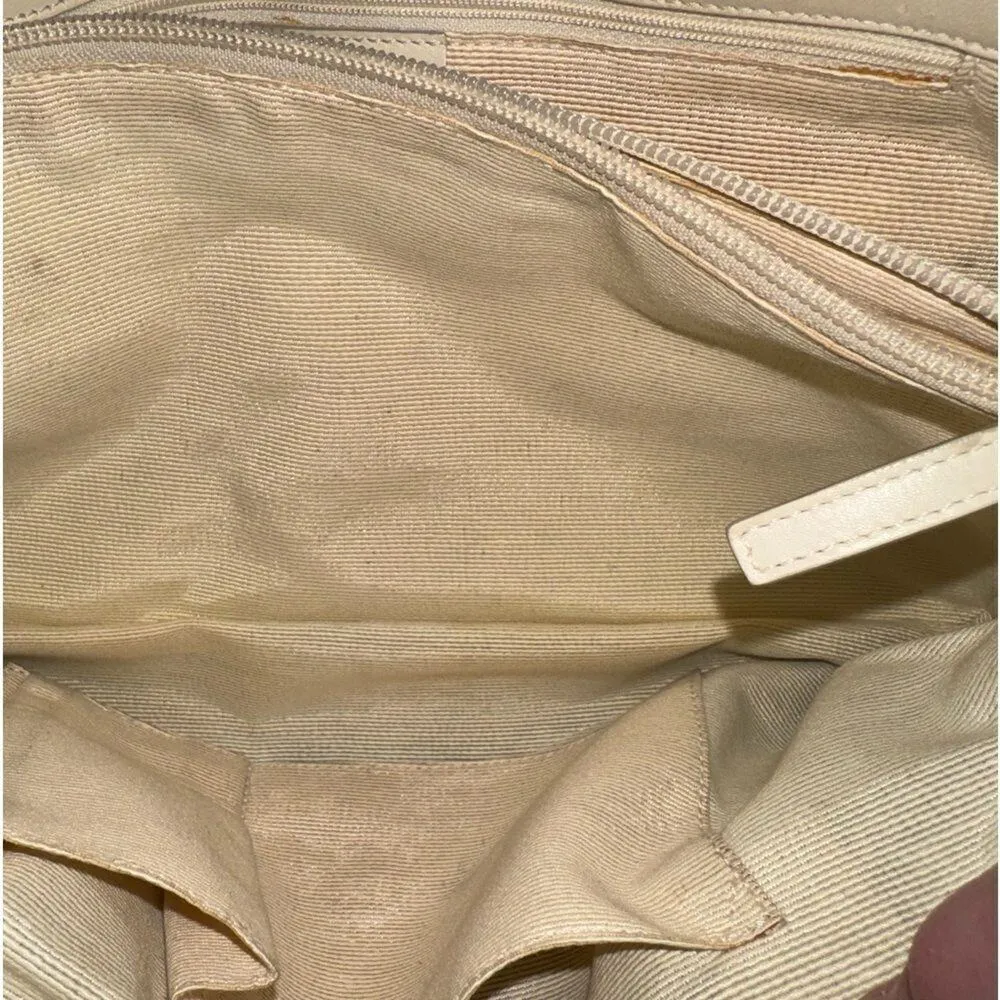 Ferragamo White Leather & Pink Gancini Satchel, Vintage - Image 13