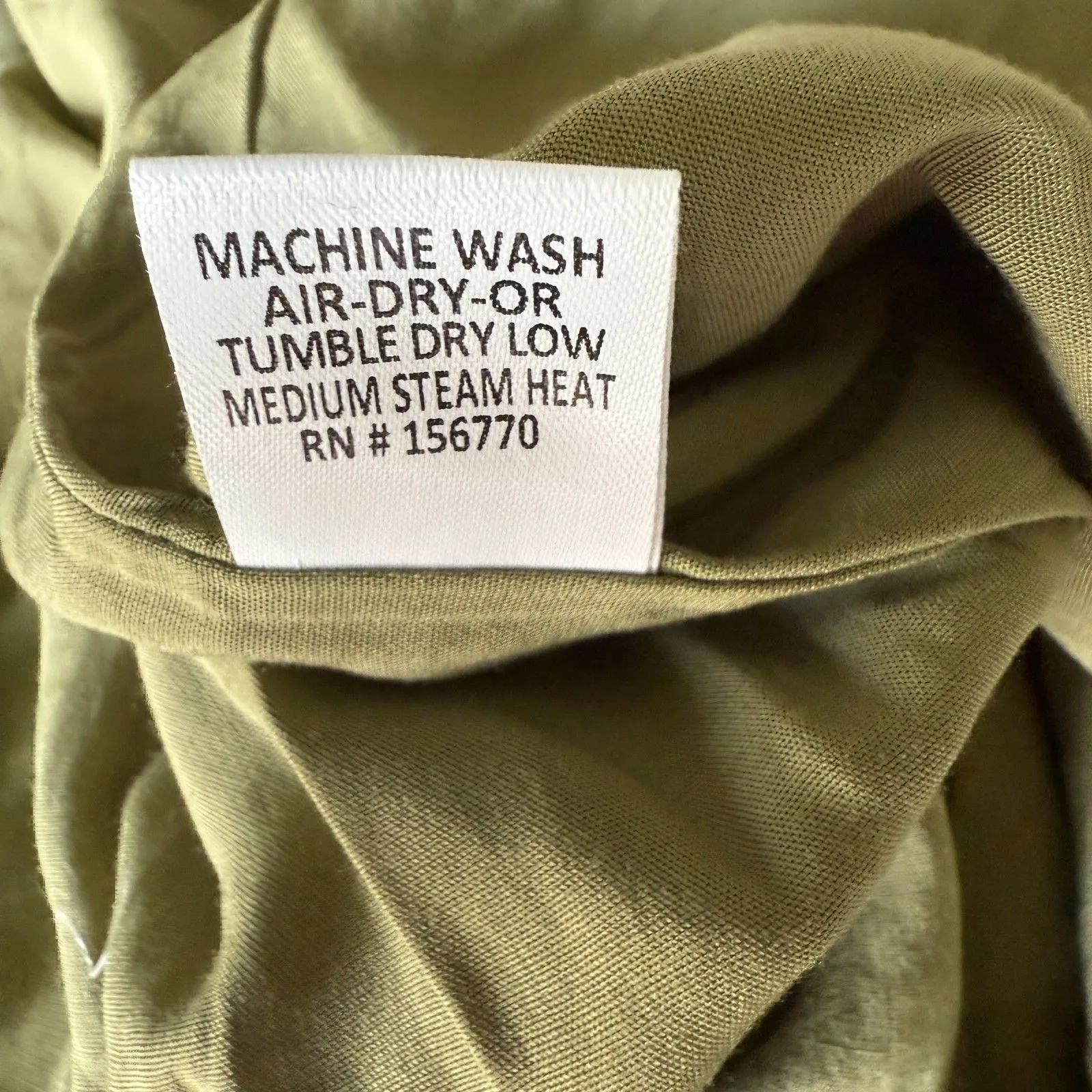 Roolee Salt Puff Sleeve Ramie Cotton Natural Snap Front Belted Modest Dress M Green Size M - Image 5