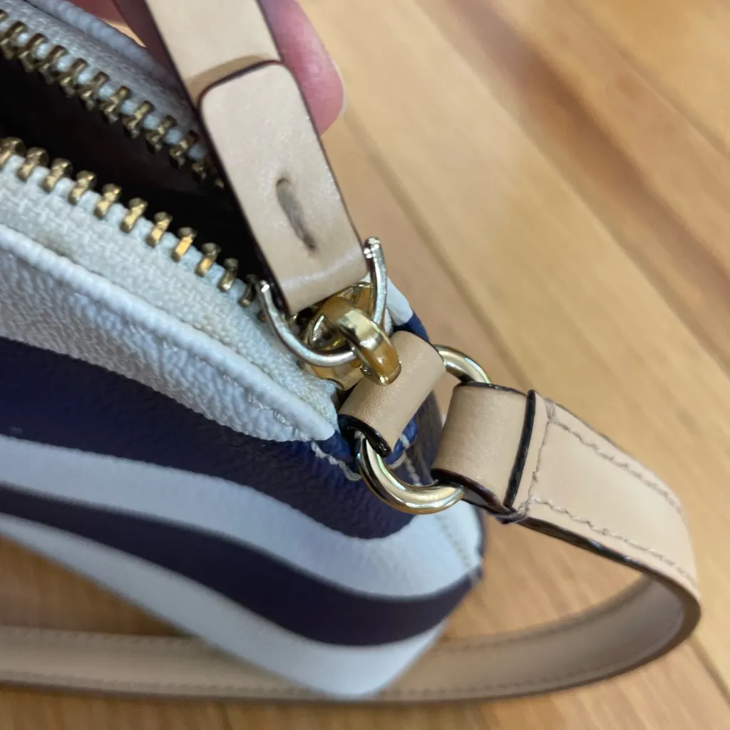 Kate Spade Blue and White Striped Crossbody - Image 8