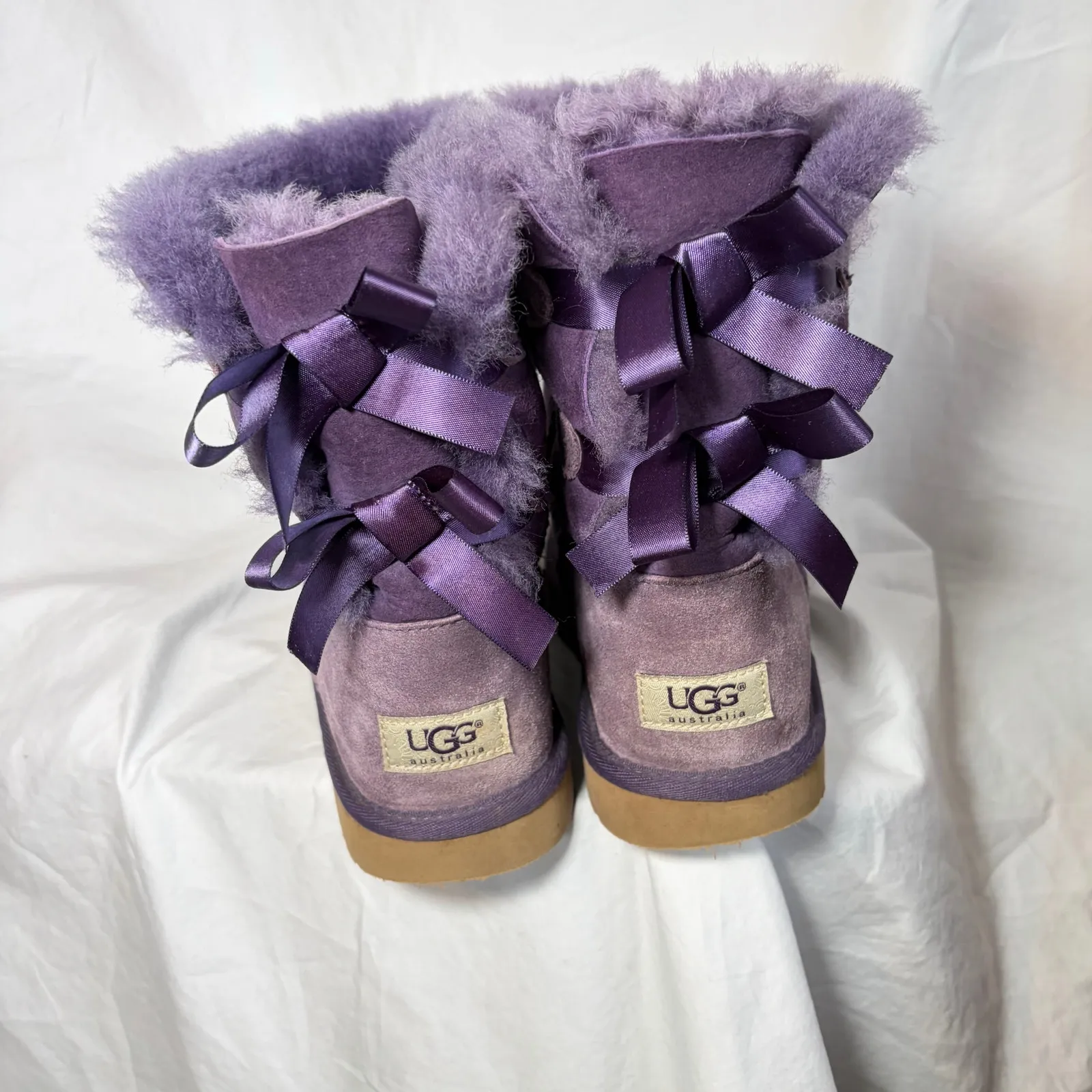 UGG Womens Bailey bow Purple short boots. Size 6. 2 bows. Rare color Nightshade - Image 6