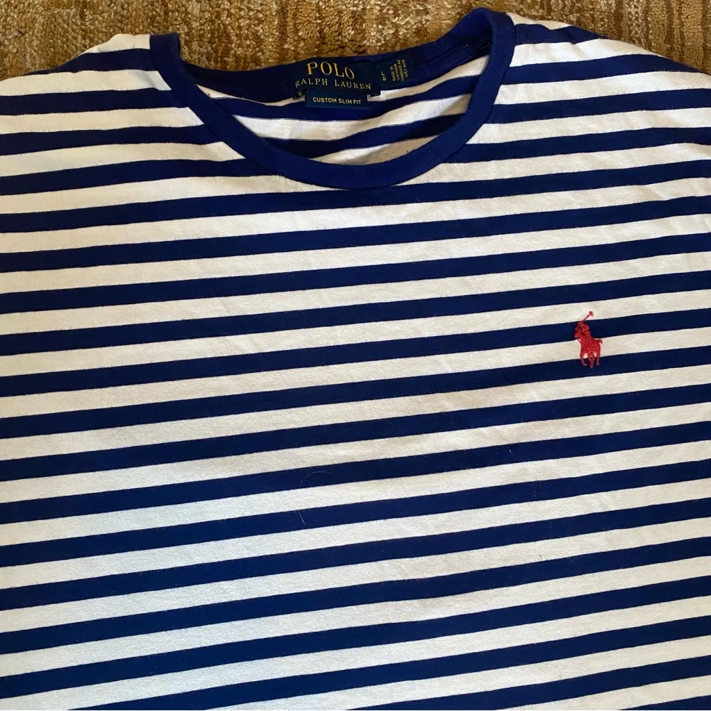 Polo Ralph Lauren Custom Slim Fit Stripe Top in Navy and White L - Image 4