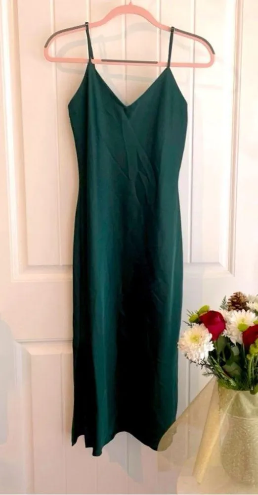 Gianni Bini Emerald Sea Mermaidcore Classy Satin Strappy Midi Dress Sz 2 NWT - Image 2