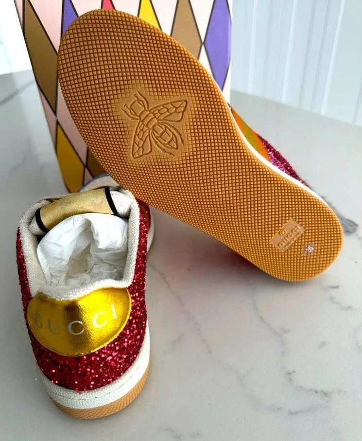 Gucci Lovelight Screener Glitter Sneakers - Image 7