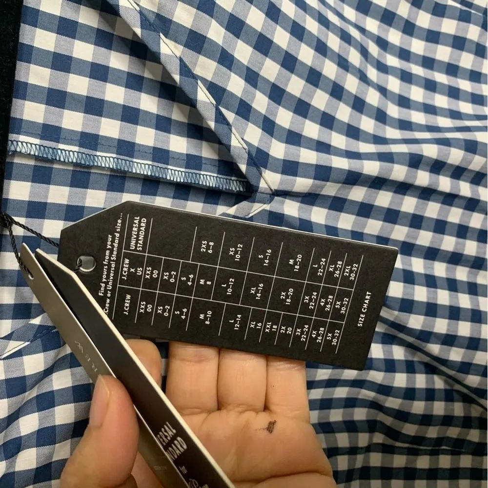 Universal Standard for j‎ Crew gingham navy blouse size small - Image 4