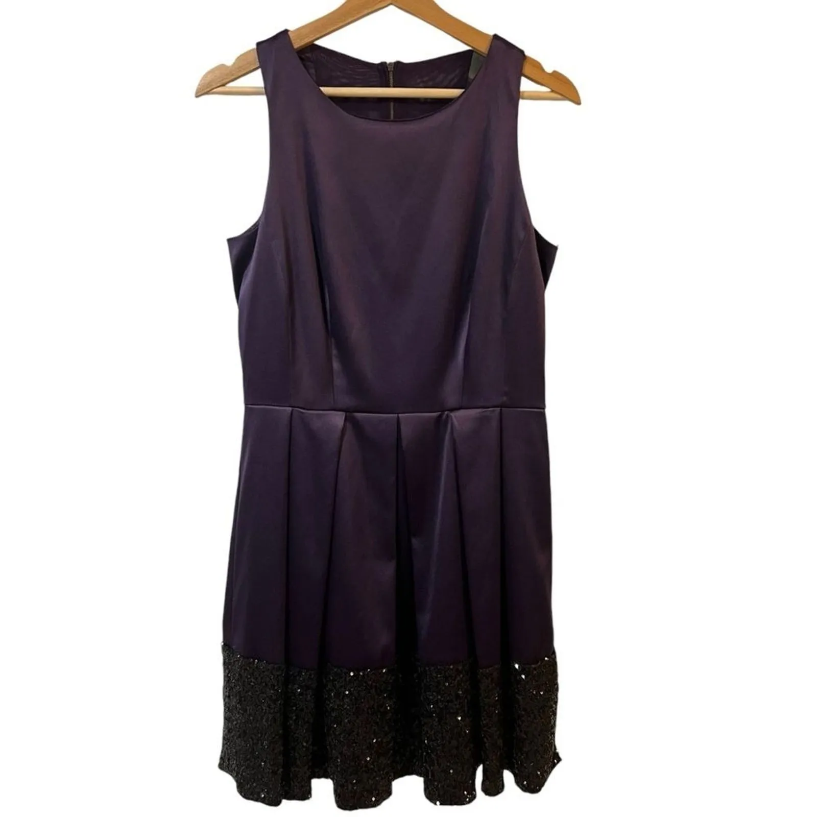 Taylor Womens Purple Satin Cocktail Dress Size 10 Sequin Formal Wedding Guest - Image 2