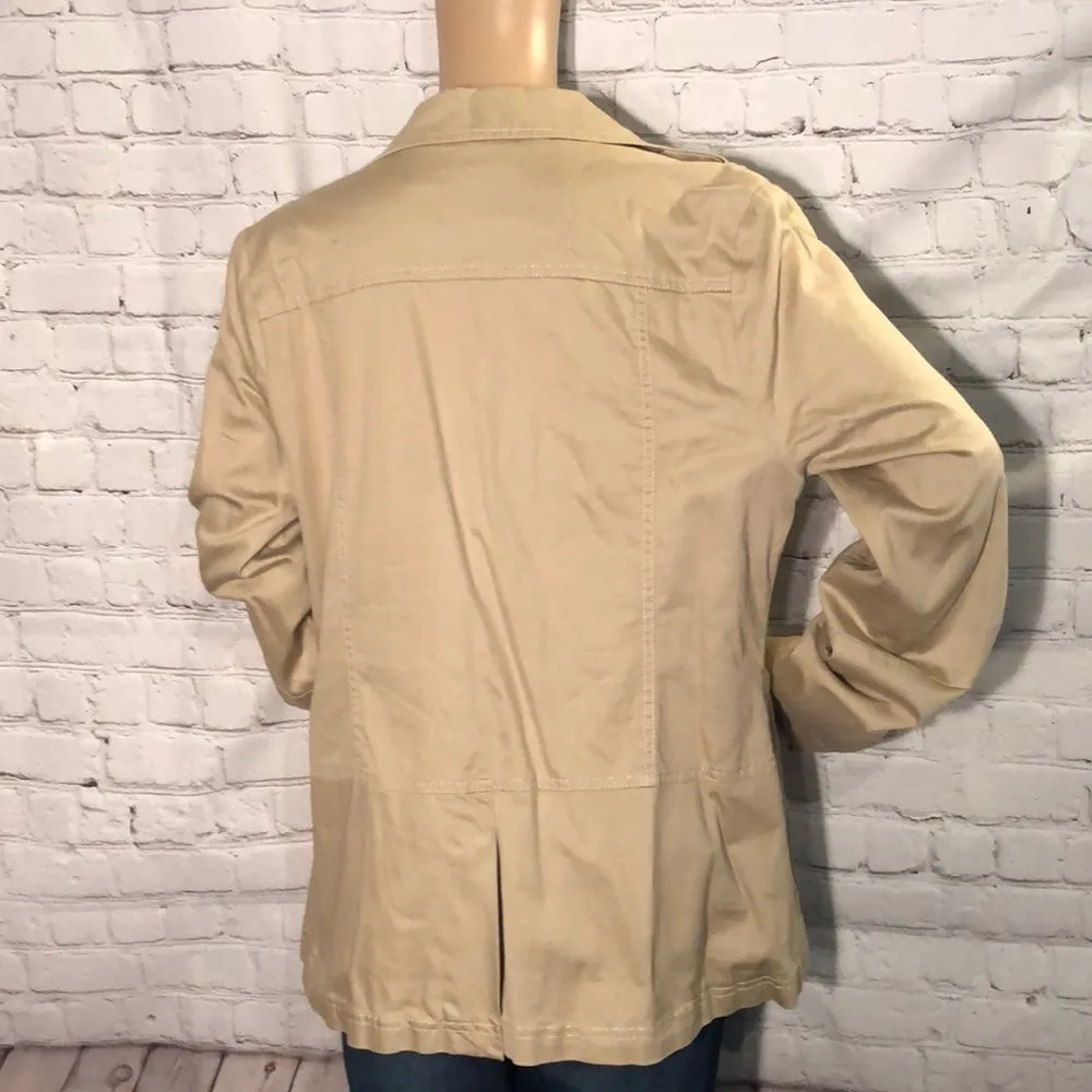 DKNY Jeans Lightweight Cotton Beige Blazer Medium - Image 6