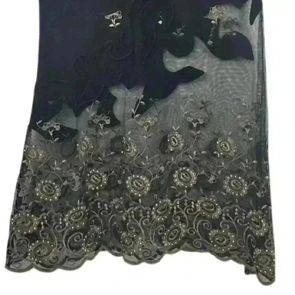 Nicole Bakti for Cache Vintage Black Lace Maxi Dress Women's Size S Formal Long - Image 13