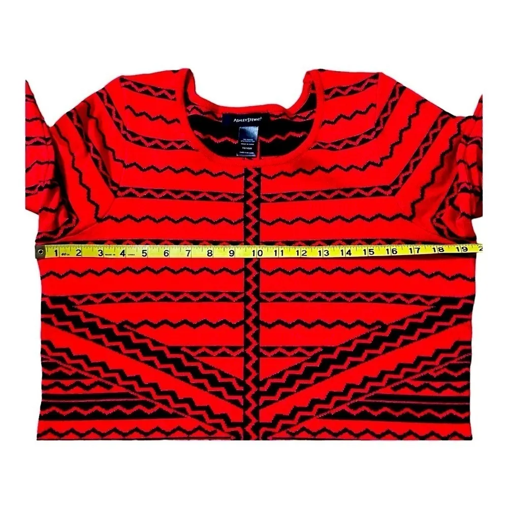 Ashley Stewart Geometric Red and Black Print Sweater dress Sz 14/16 W - Image 12