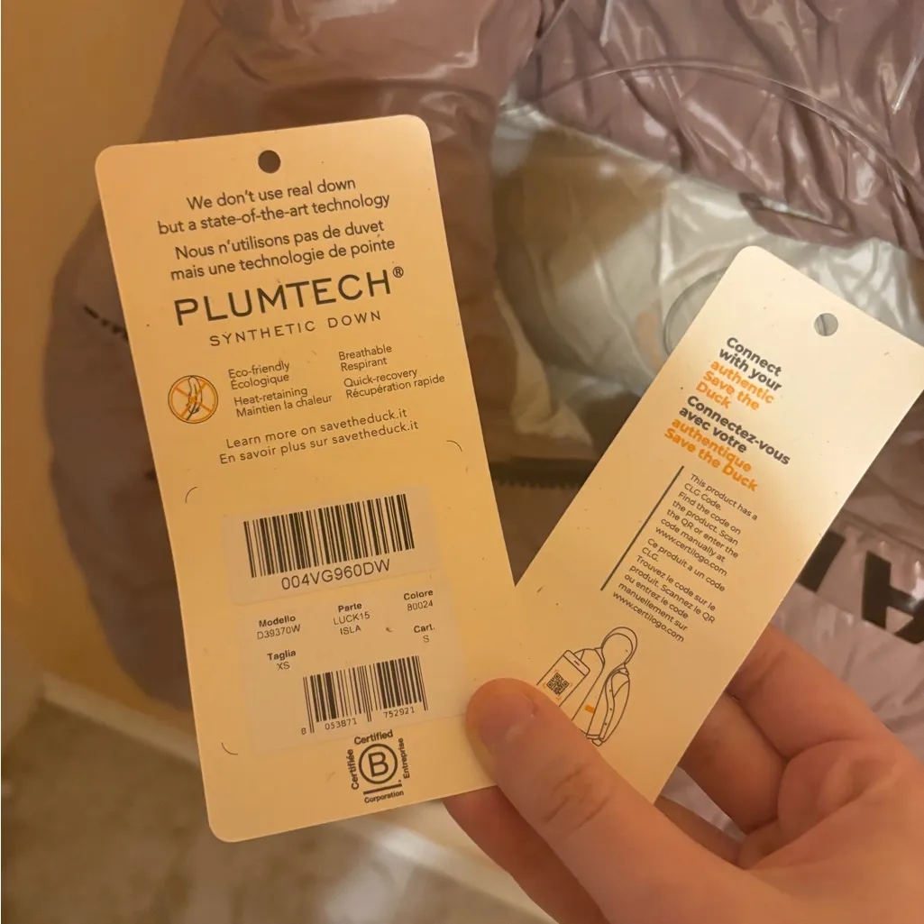 NWT Save The Duck Dusty Pink Plumtech Synthetic Down Puffer Jacket Size XS - Image 5