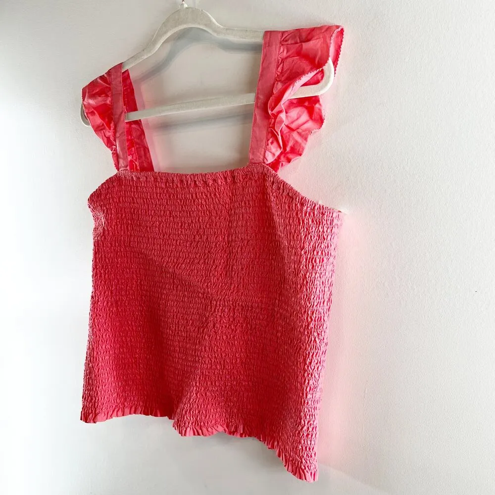 Old Navy Sleeveless Square Neck Full Smocked Fitted Tank Top Ginger Rose Pink XL - Image 6