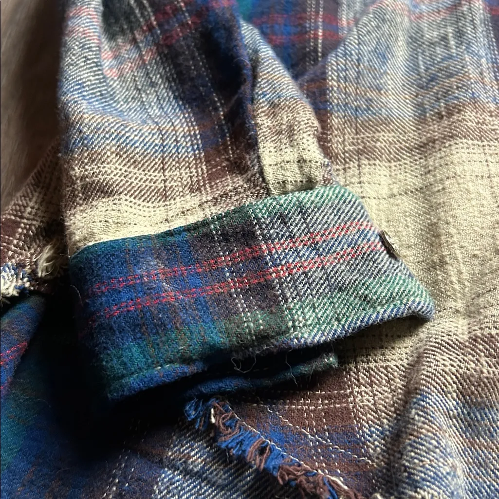 Plaid Button-Up Shirt - Blue and Brown - Image 12