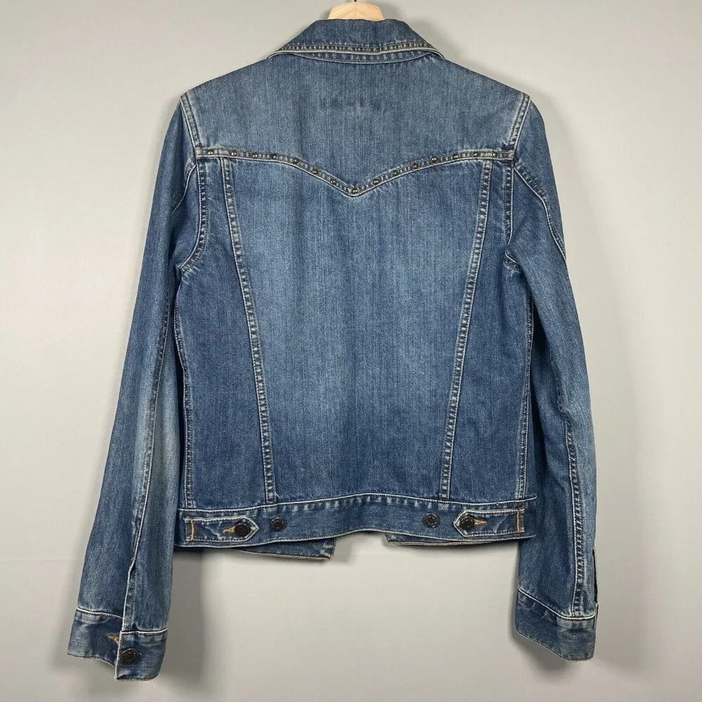 Abercrombie & Fitch‎ Denim Jacket Women’s M Blue Jean Studs Y2K Trucker Western - Image 6